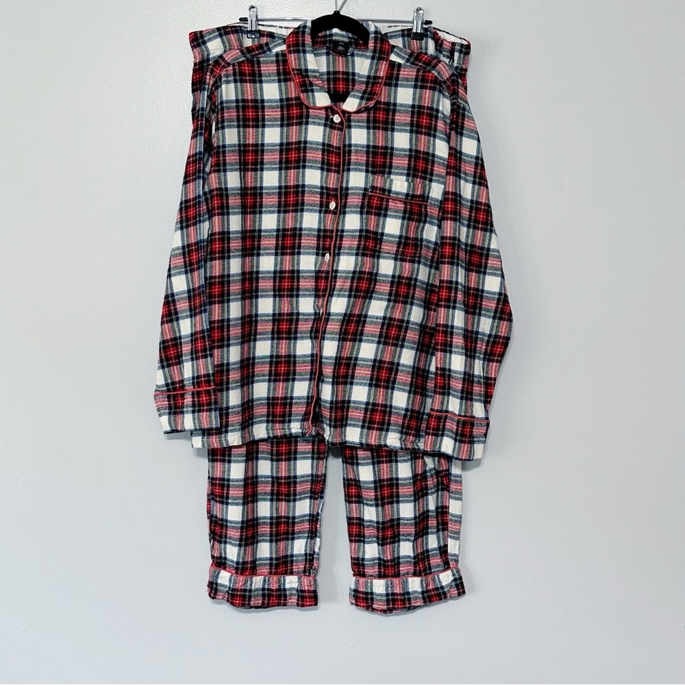 J.Crew Whiteout Plaid Flannel Pajama Set - Picture 3 of 11